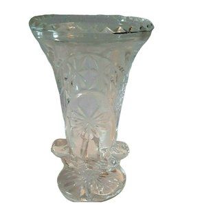 Vintage German Hofbauer Bird Byrdes Collection Flower Bud Vase 4” Pressed Glass